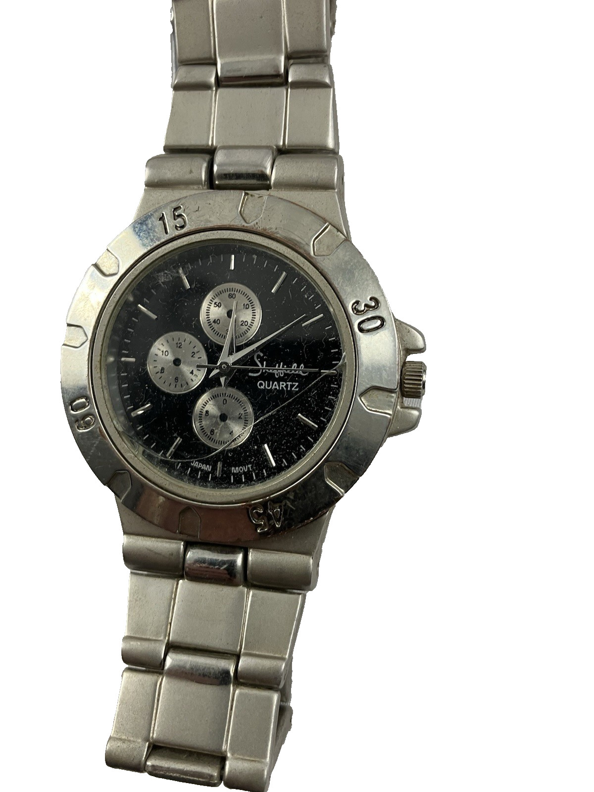 Sheffield Men’s Diver Watch Black Face & Stainless Steel Band/Back Quartz Japan