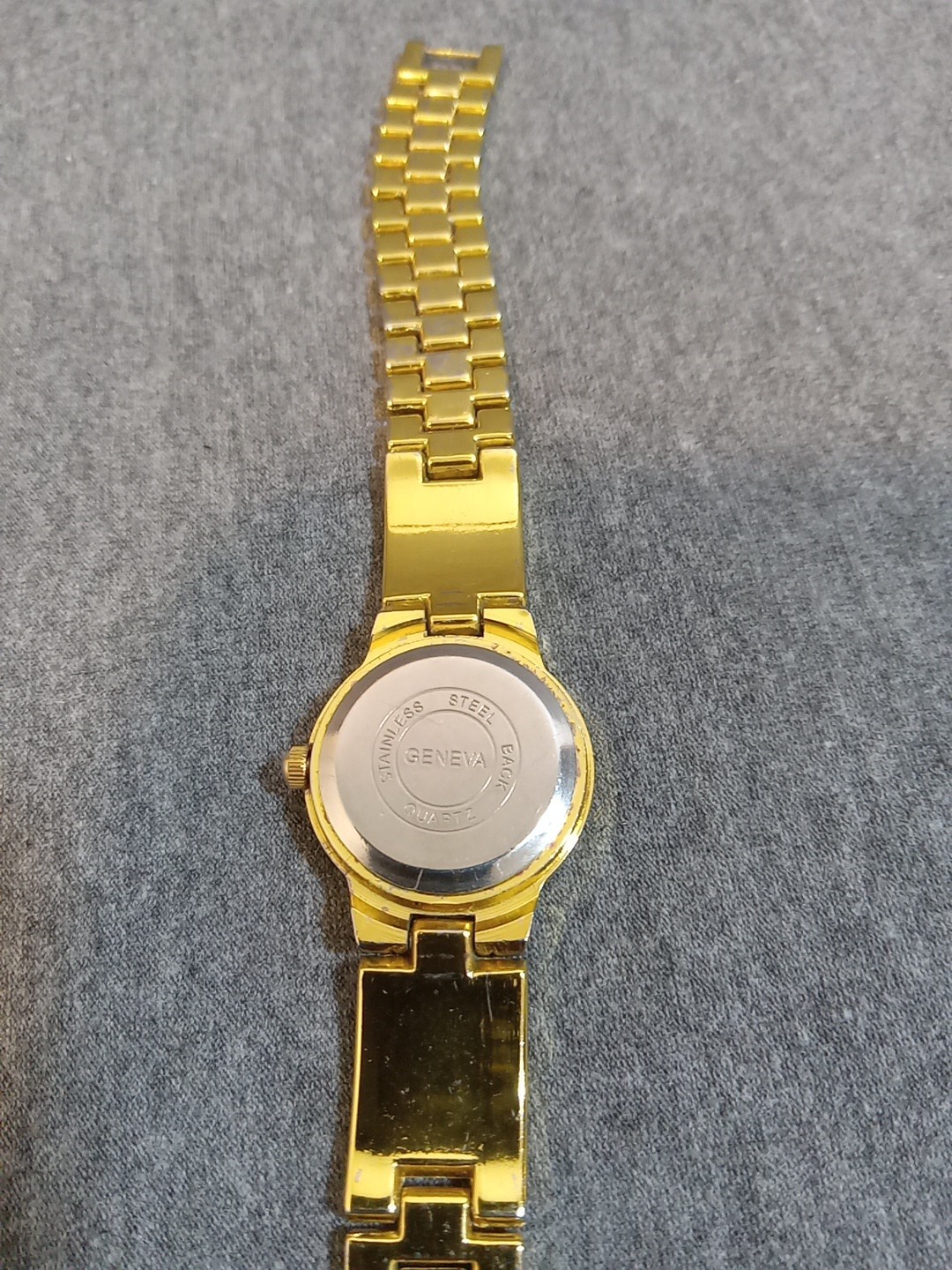 Geneva Quartz Analog Watch Link Bracelet Womens Gold Tone Case Band Blue Dial