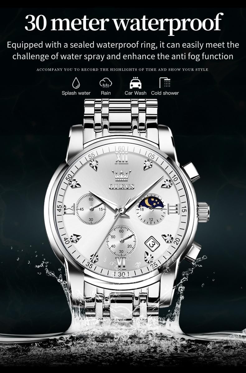 Luxury Diamond Wrist Watch for Men – Stylish, Quartz, Waterproof & Adjustable