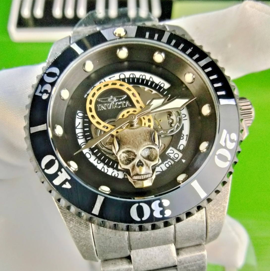 Invicta Pro Diver 46677 Men’s Automatic Watch Black Dial Steel 43 mm 200 M WR