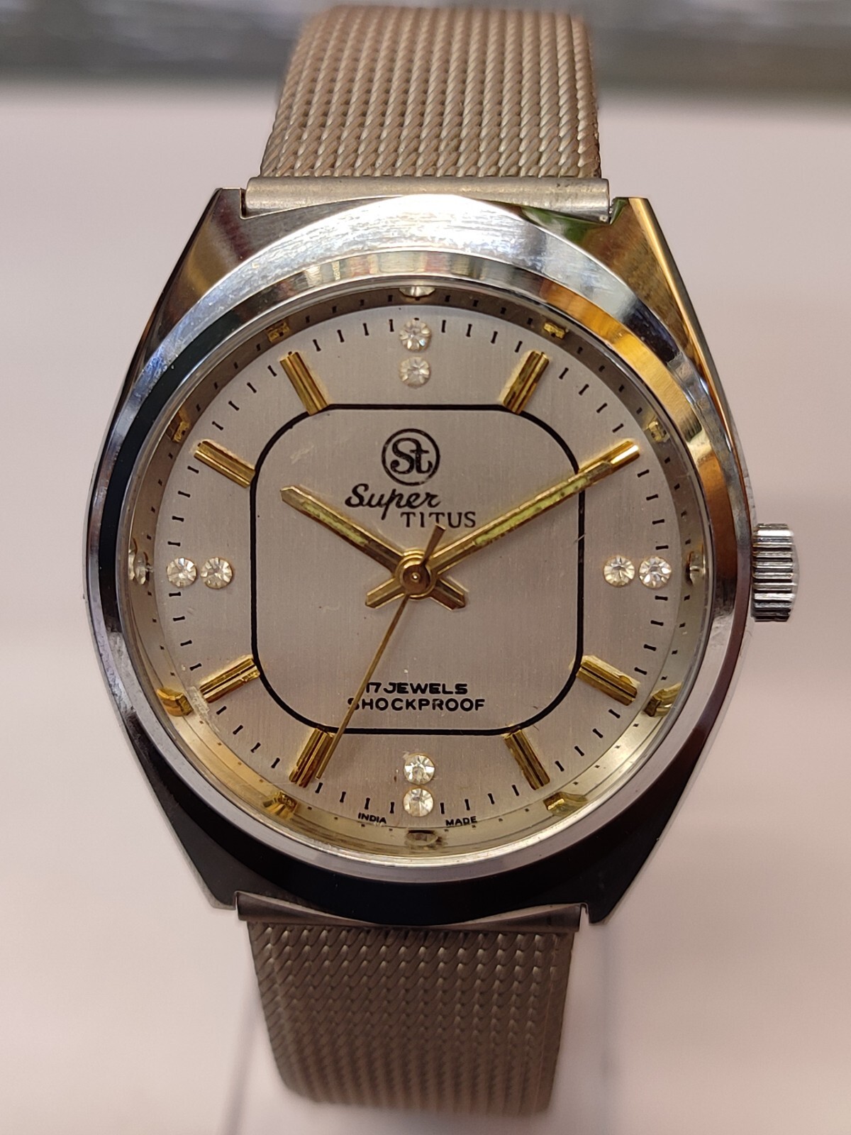 SUPER TITUS 17 JEWELS WINFING NEW OLD STOCK FHF-ST96 INDIA MEN FULL WORKING VTG.