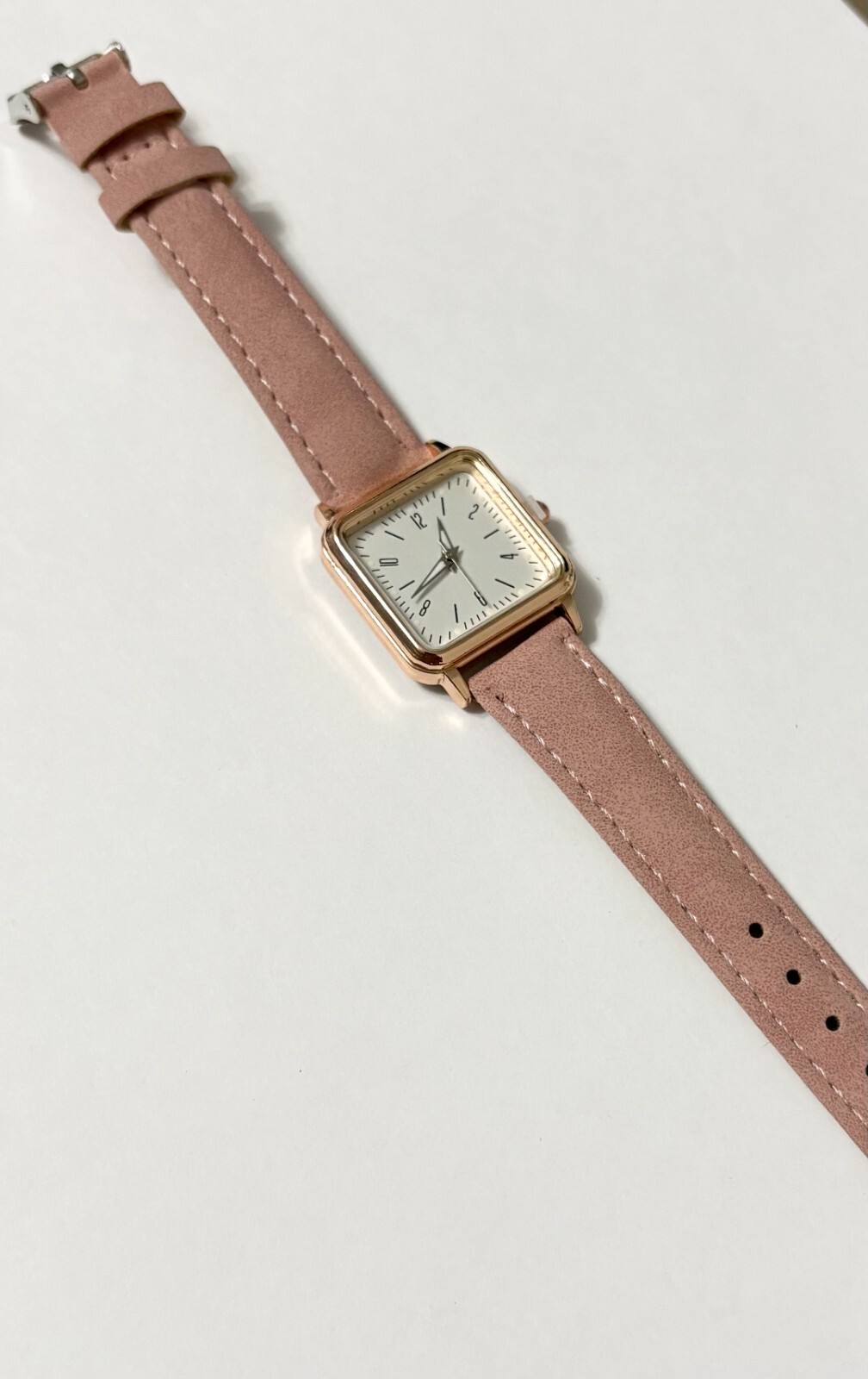 Ladies Watch Rose Gold Tone Case With Suede Band