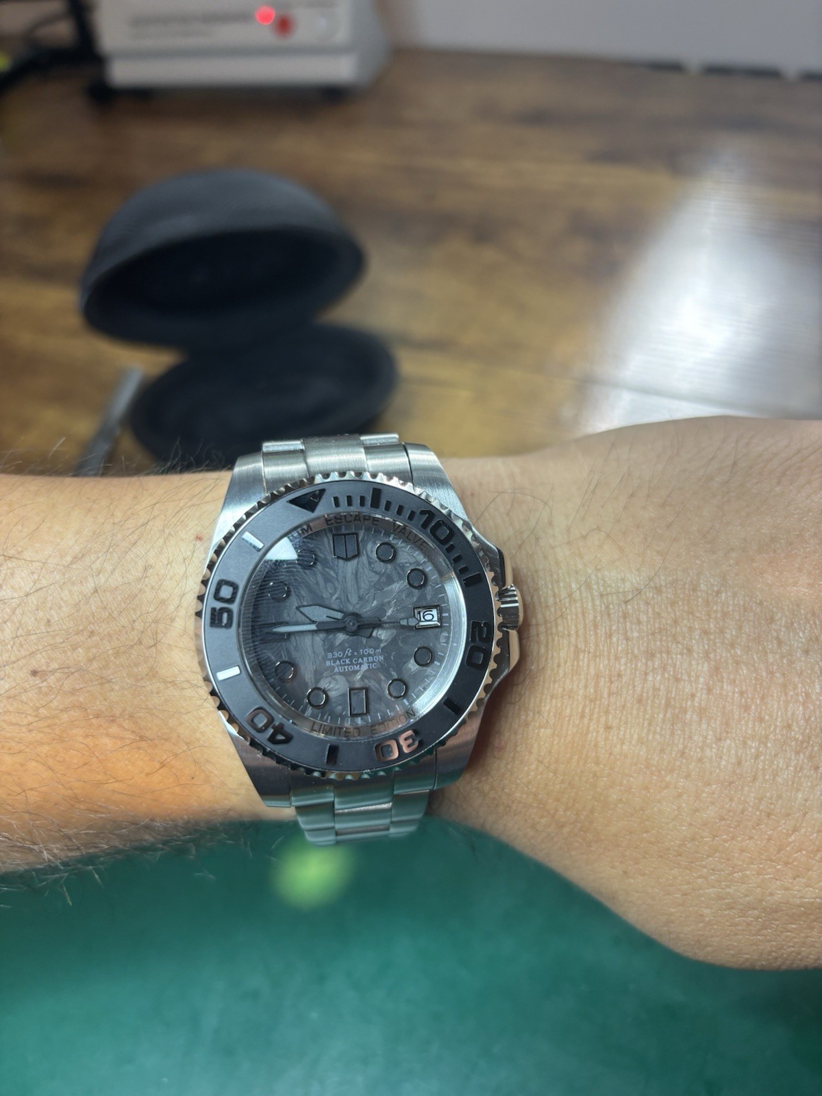 Custom Built NH35 Automatic Diver Watch 43mm Deepsea-Inspired Black Carbon