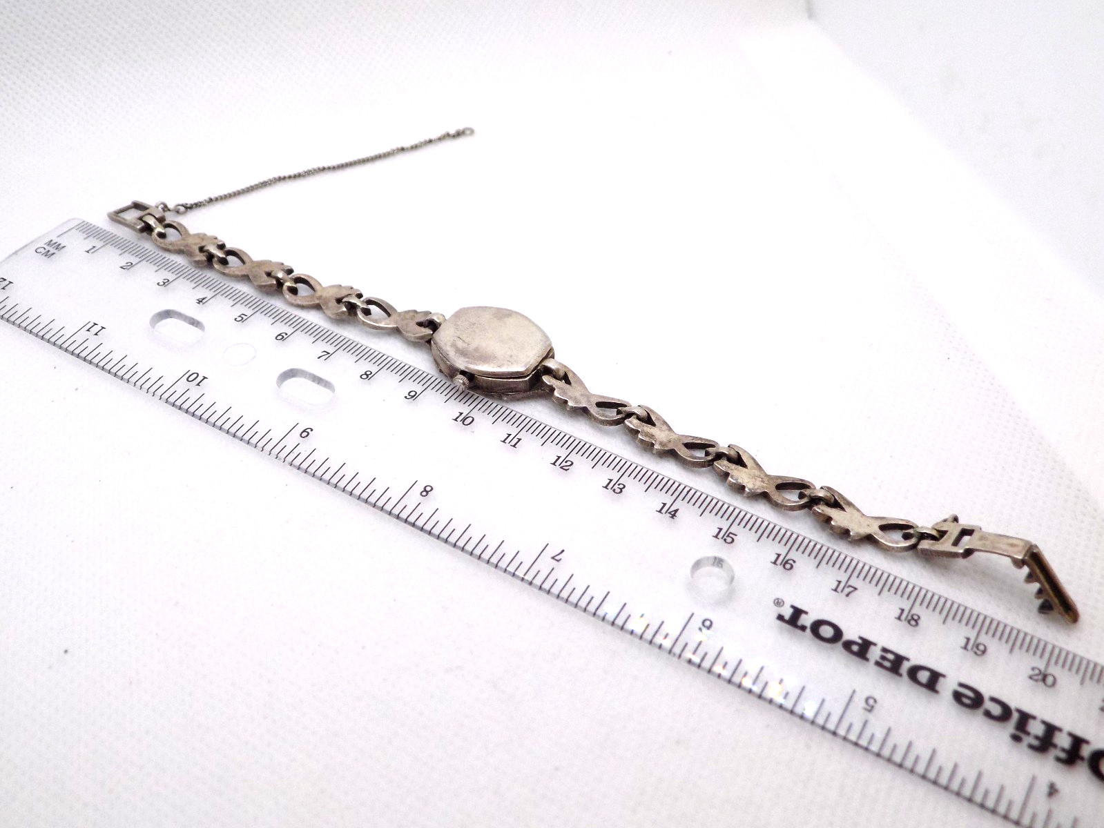 Vintage Art Deco Sterling Silver 925 Marcasite Bracelet Quartz Watch Works Great