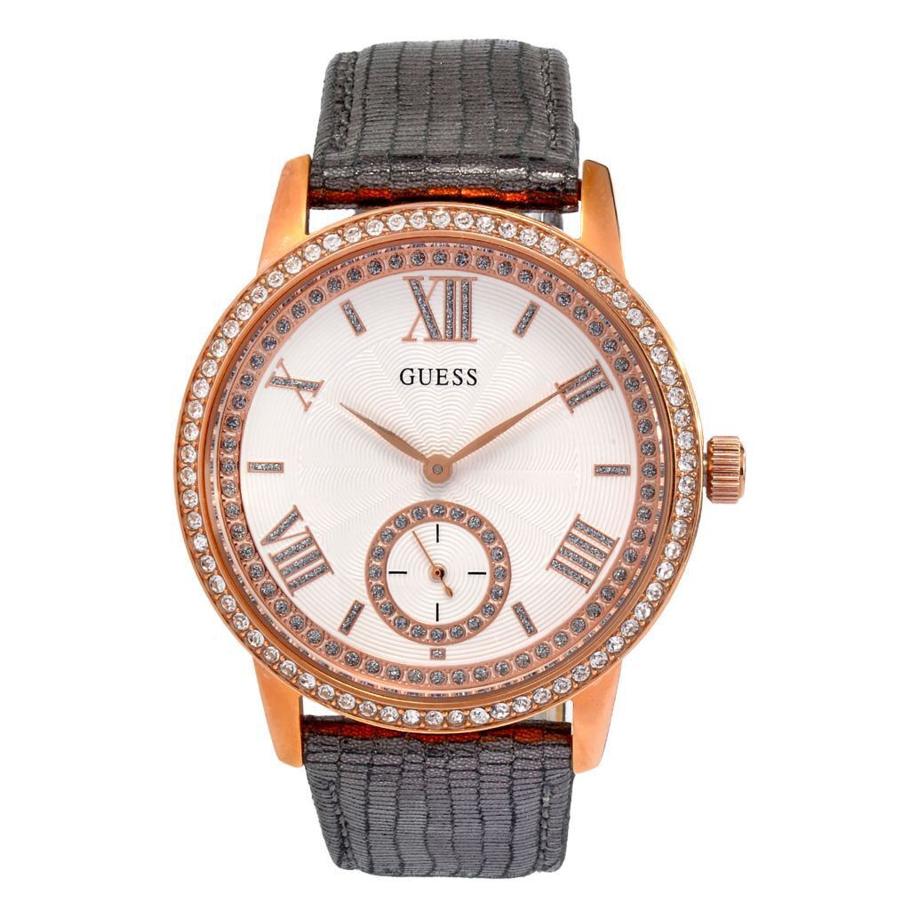 Guess Women’s Gramercy Quartz Crystal Accented Strap Watch