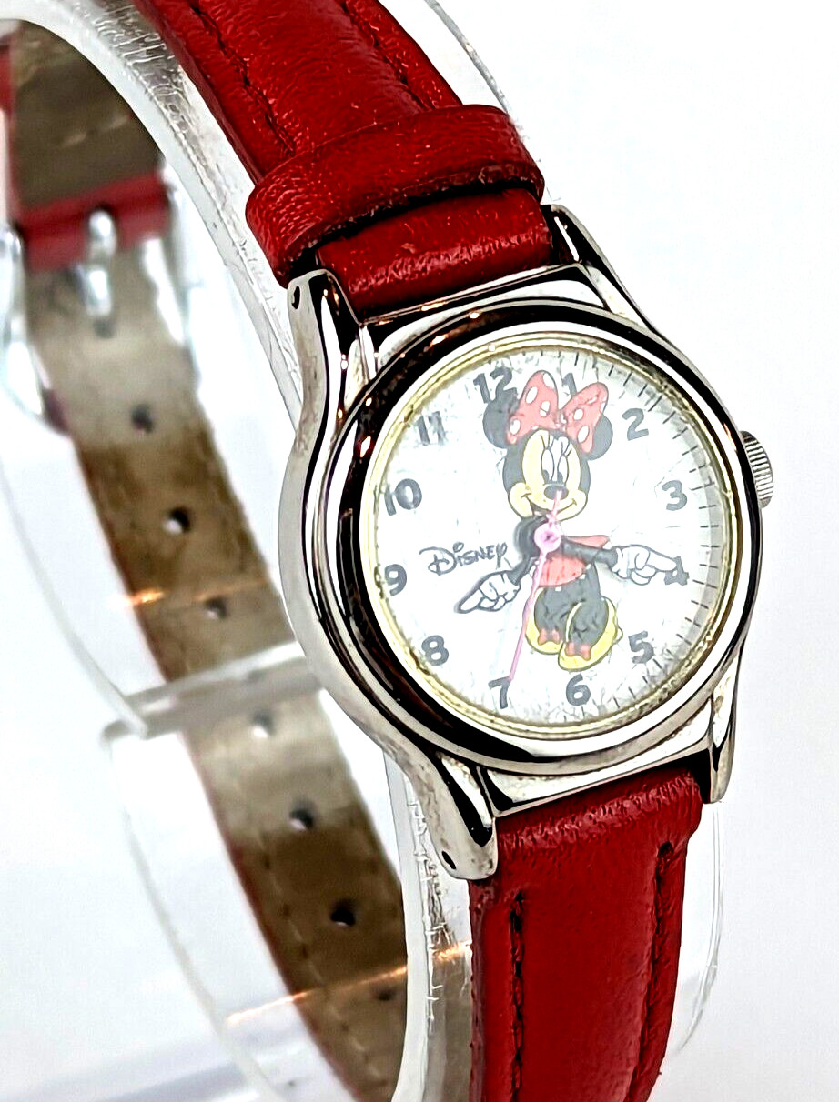 Minnie Mouse by Sii Girls Watch w Thin Leather Strap NEW BATT