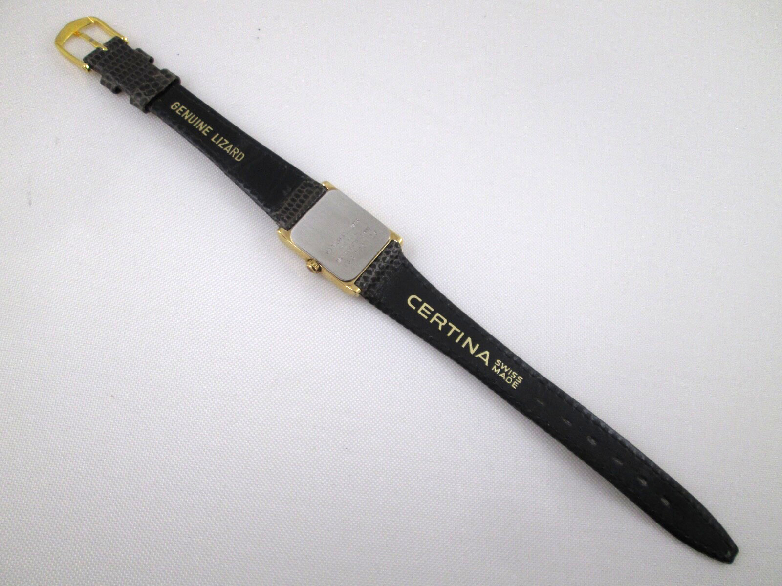 Certina lady’s quartz watch gold tone black dial 18.5mm wide Swiss Made AS IS