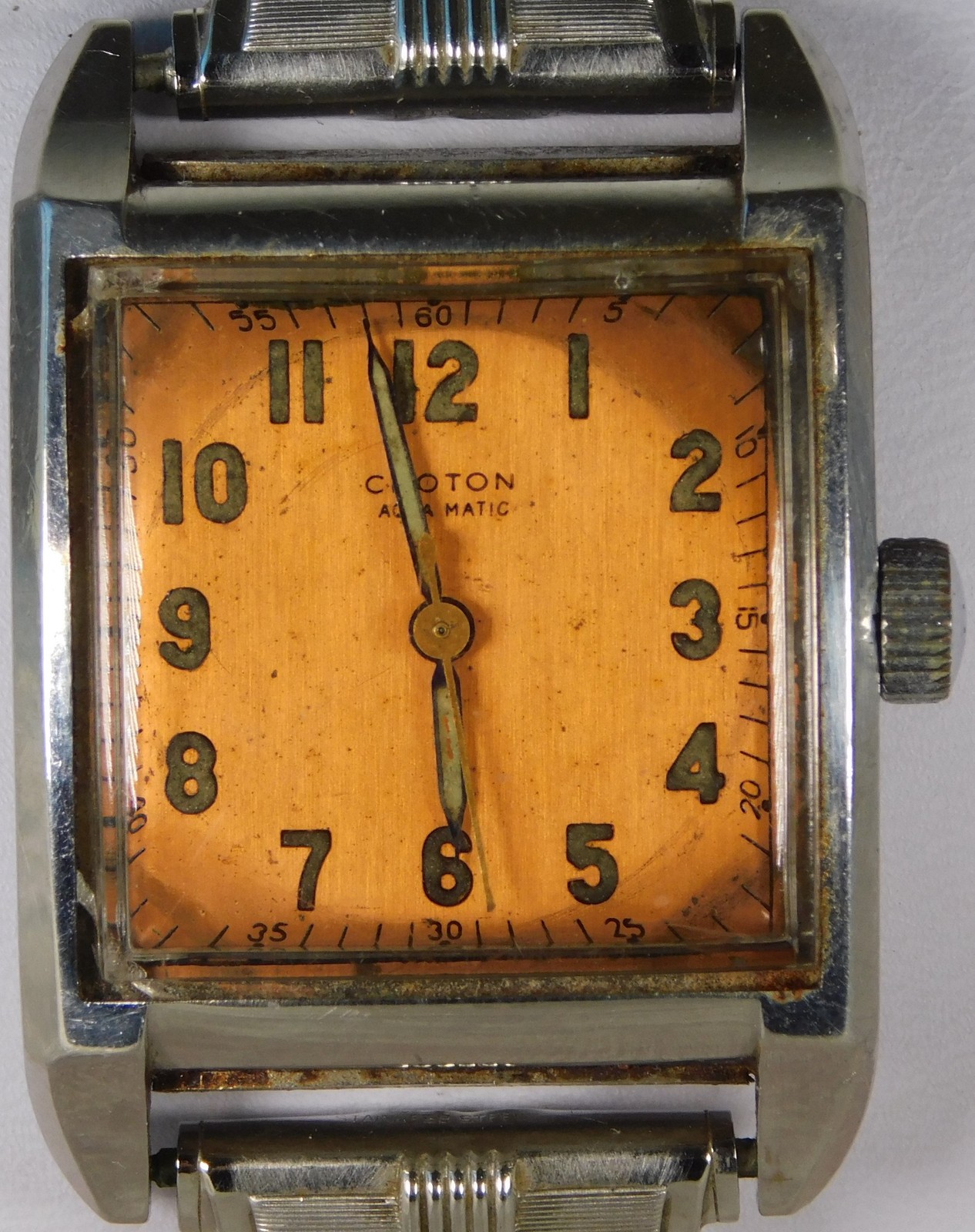 Vintage 1940’s Croton Swiss 17j Bumper Aquamatic Oversize 29mm Tank Watch Works