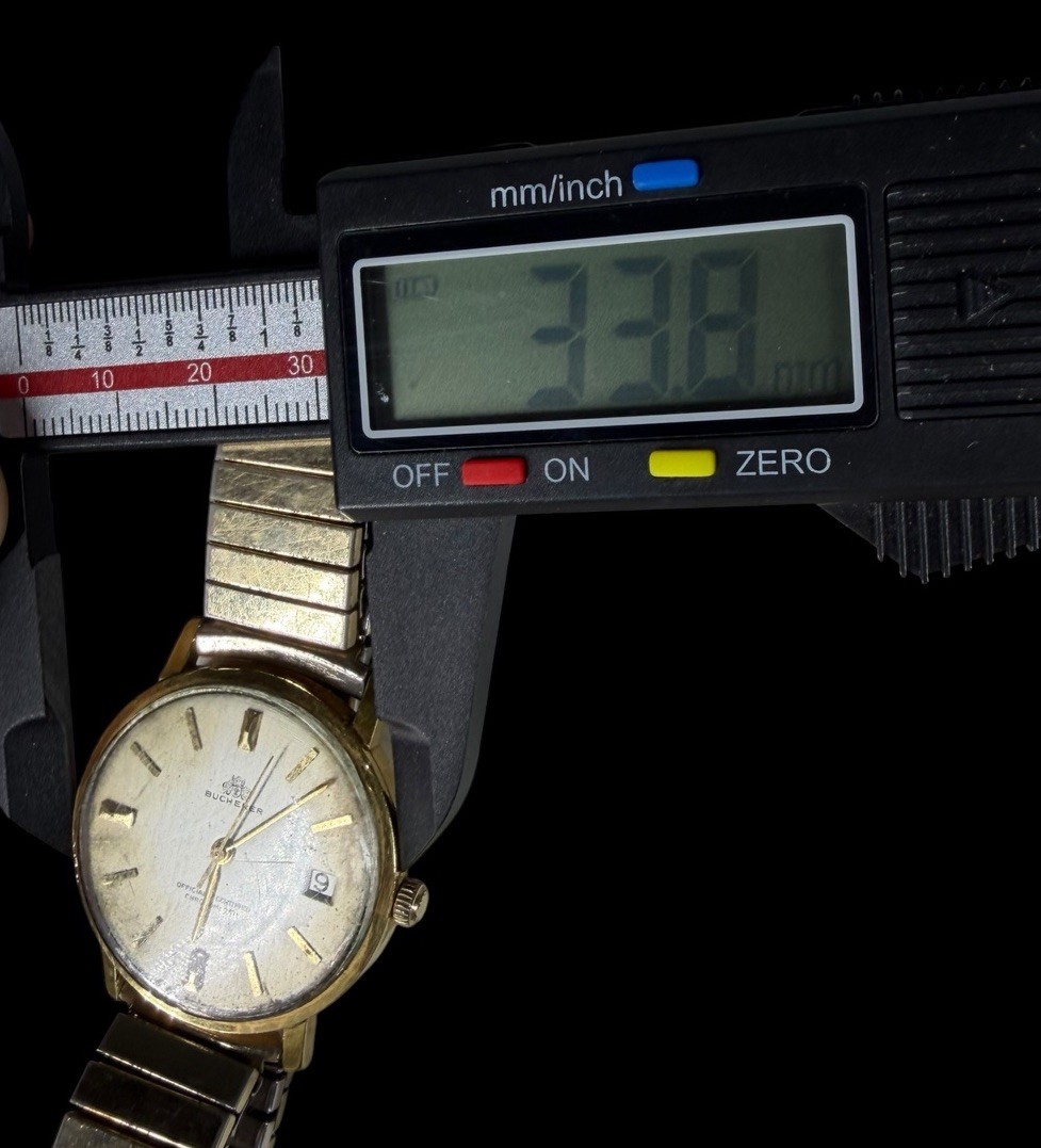 Bucherer Chronometer with Silver Dial Offset Date 34mm Automatic Gold Fill Runs