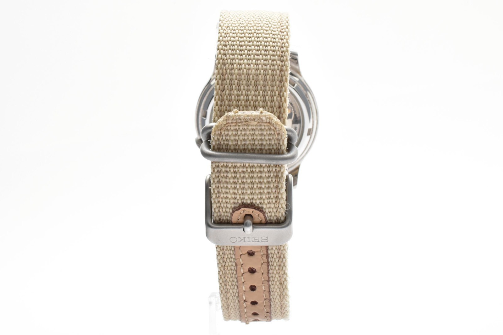 SEIKO 7S26-02J0 Automatic Day Date Men’s Watch Beige Dial Nylon SNK803 #108
