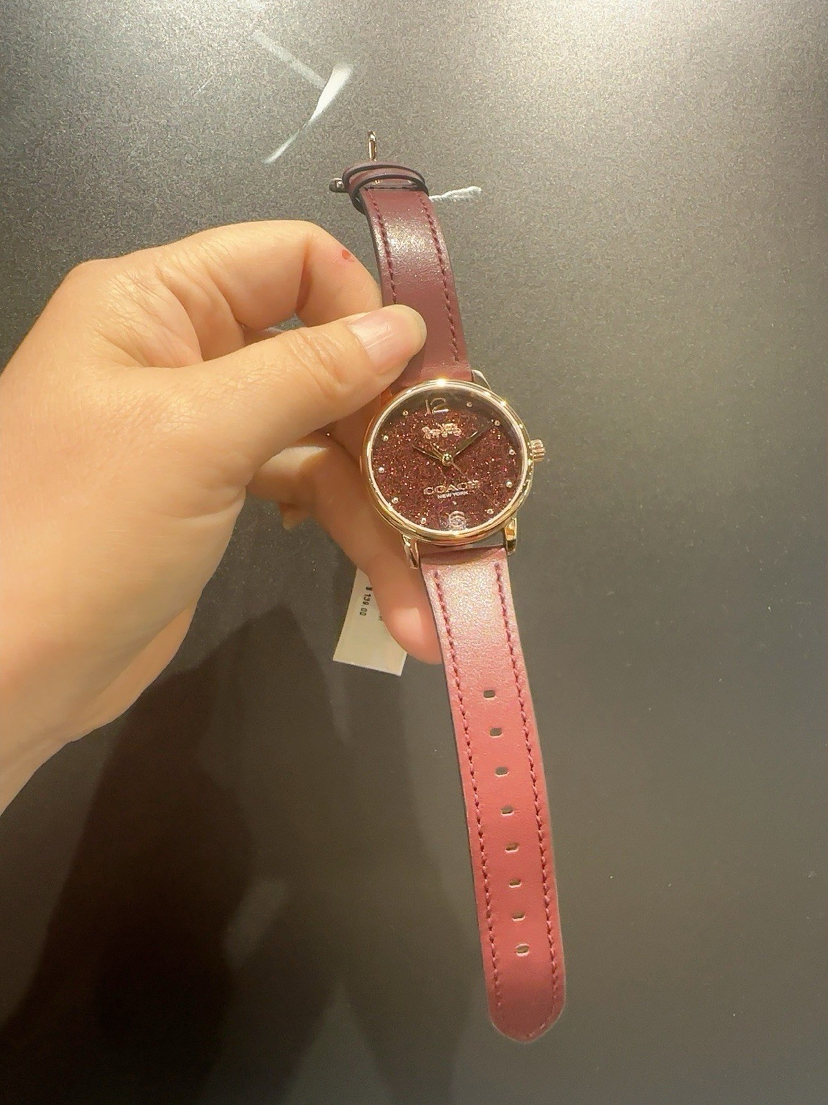 COACH GRAND 14504434 CRANBRRY LOGO DIAL LEATHER STRAP 36MM WOMEN’S WATCH NEW
