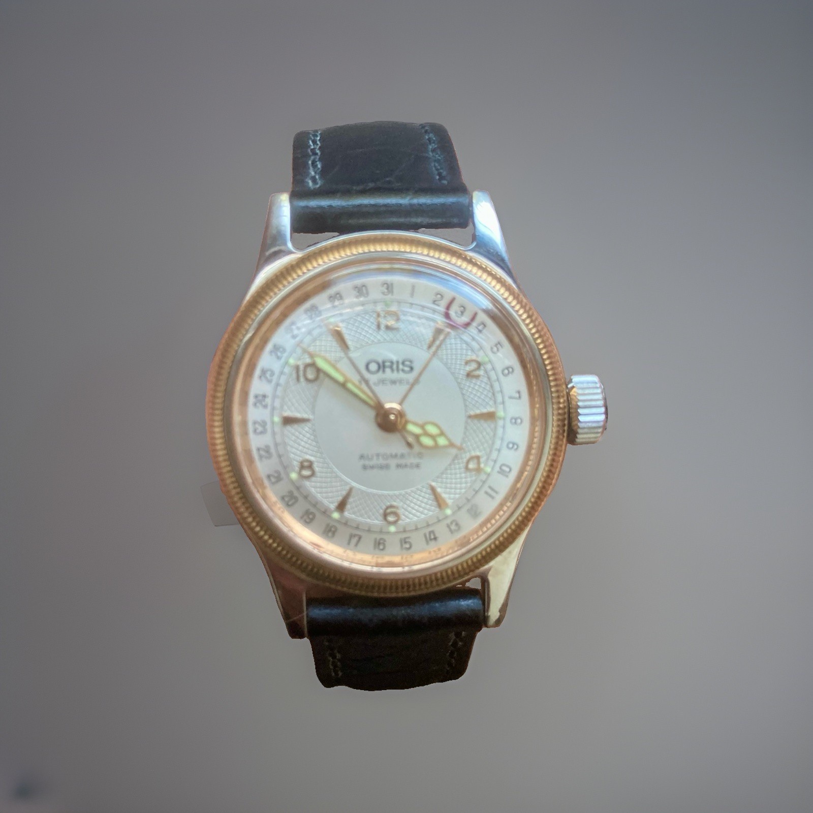 Oris Big Crown Pointer Date Auto Swiss Made White Dial Black Leather Strap