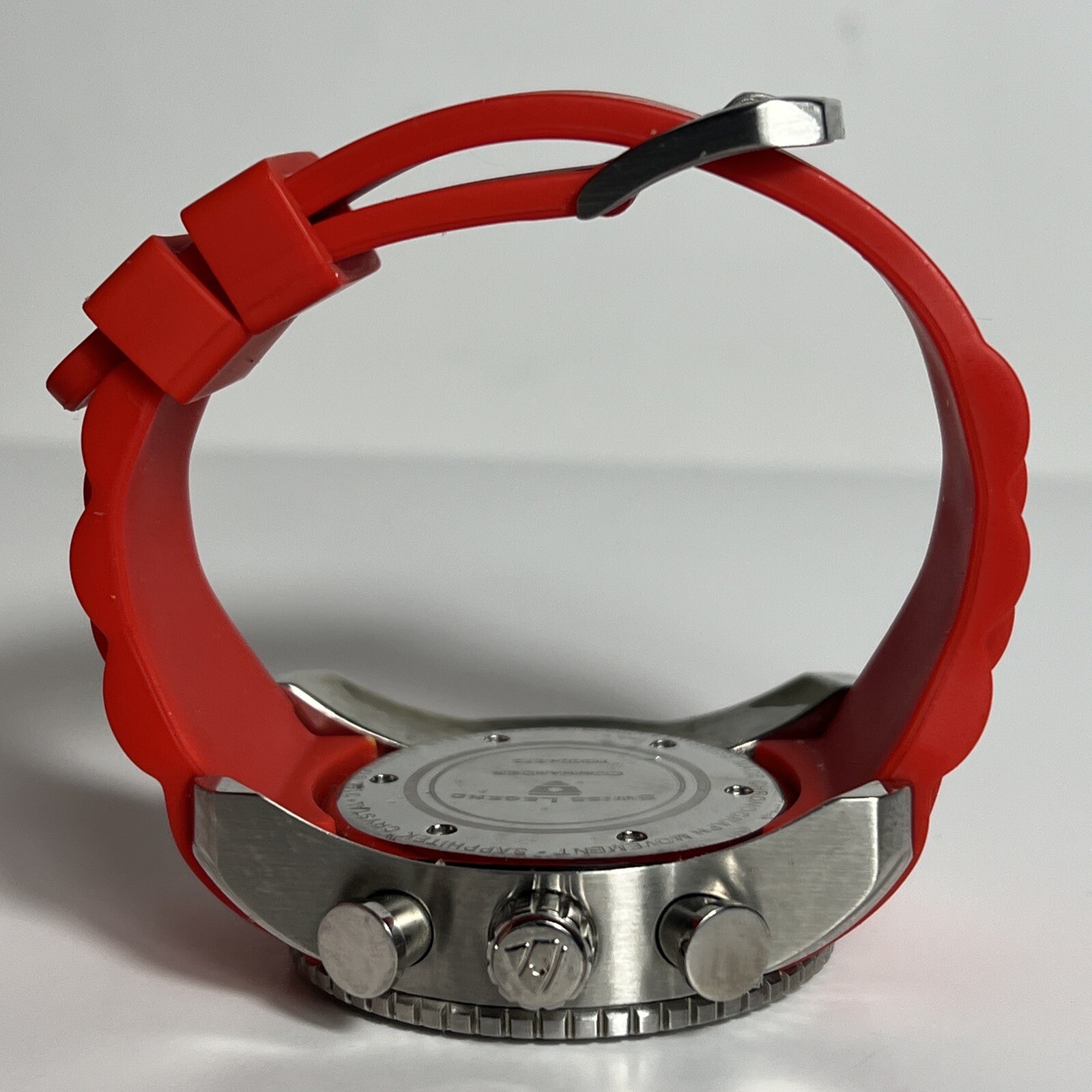 RARE COLOR Swiss Legend Men’s Commander Analog Display Swiss RED NEEDS BATTERY