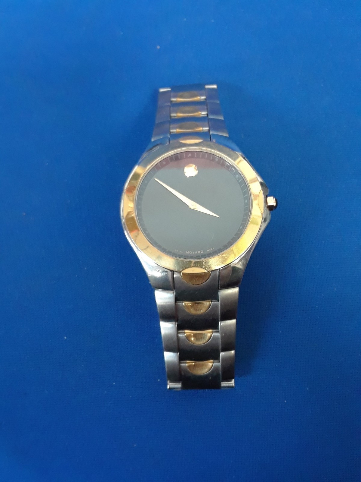 Movado Museum Men’s Watch Two Tone 84 G1 1853 Luno Black Dial Stainless Steel