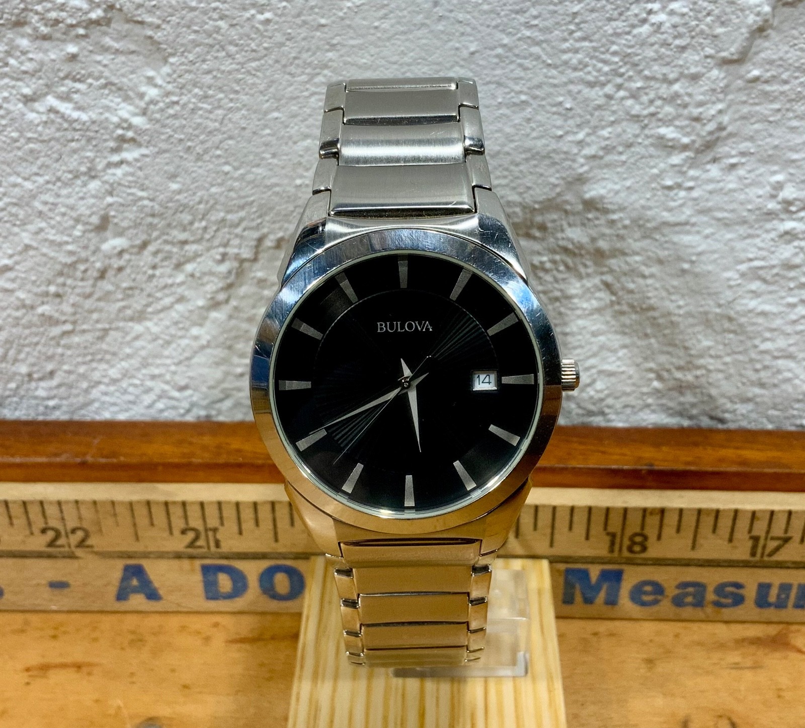 Bulova Men’s Watch 96B149 Classic Quartz Date Black Dial 38mm Stainless Steel