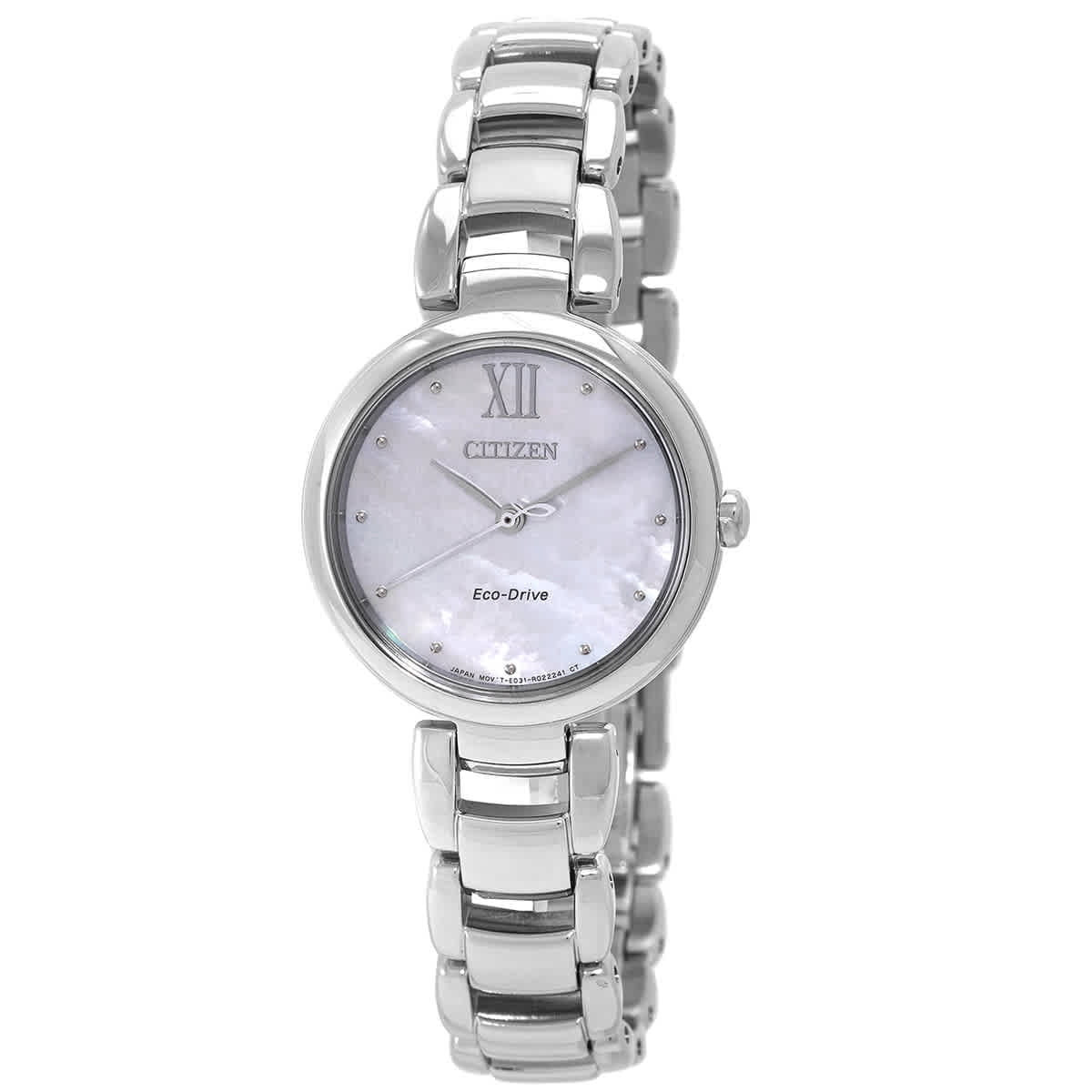 Citizen Eco-Drive Women’s Mother of Pearl Dial Stainless Steel Watch EM0530-81D
