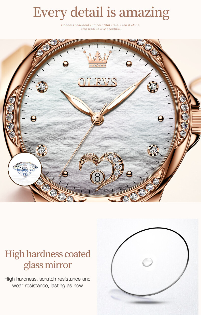 OLEVS Waterproof Luminous Diamonds Dials Automatic Mechanical Watch Women’s