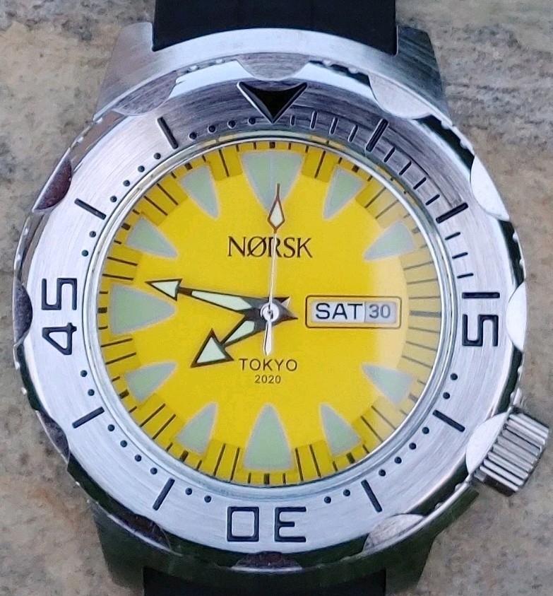 Sea Monster Diver Watch 2020 Olympics Norsk Citizen Movement Yellow Dial