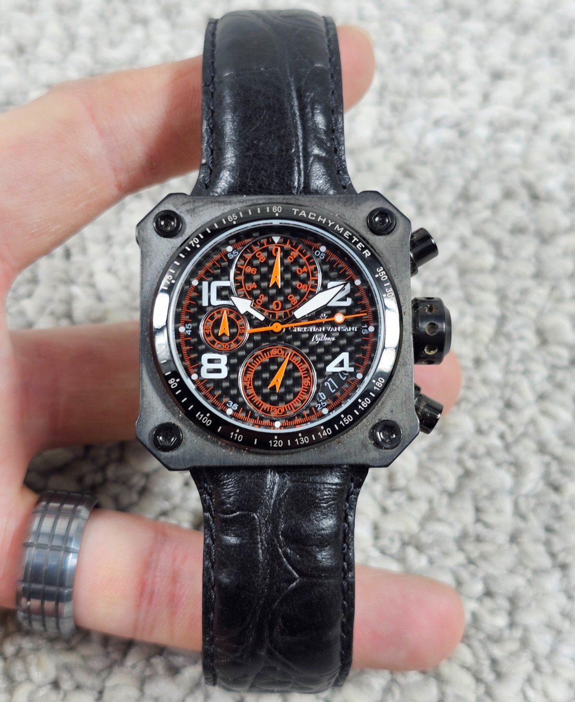 Men’s Christian Van Sant Python Chronograph Quartz 40mm Watch Leather Band