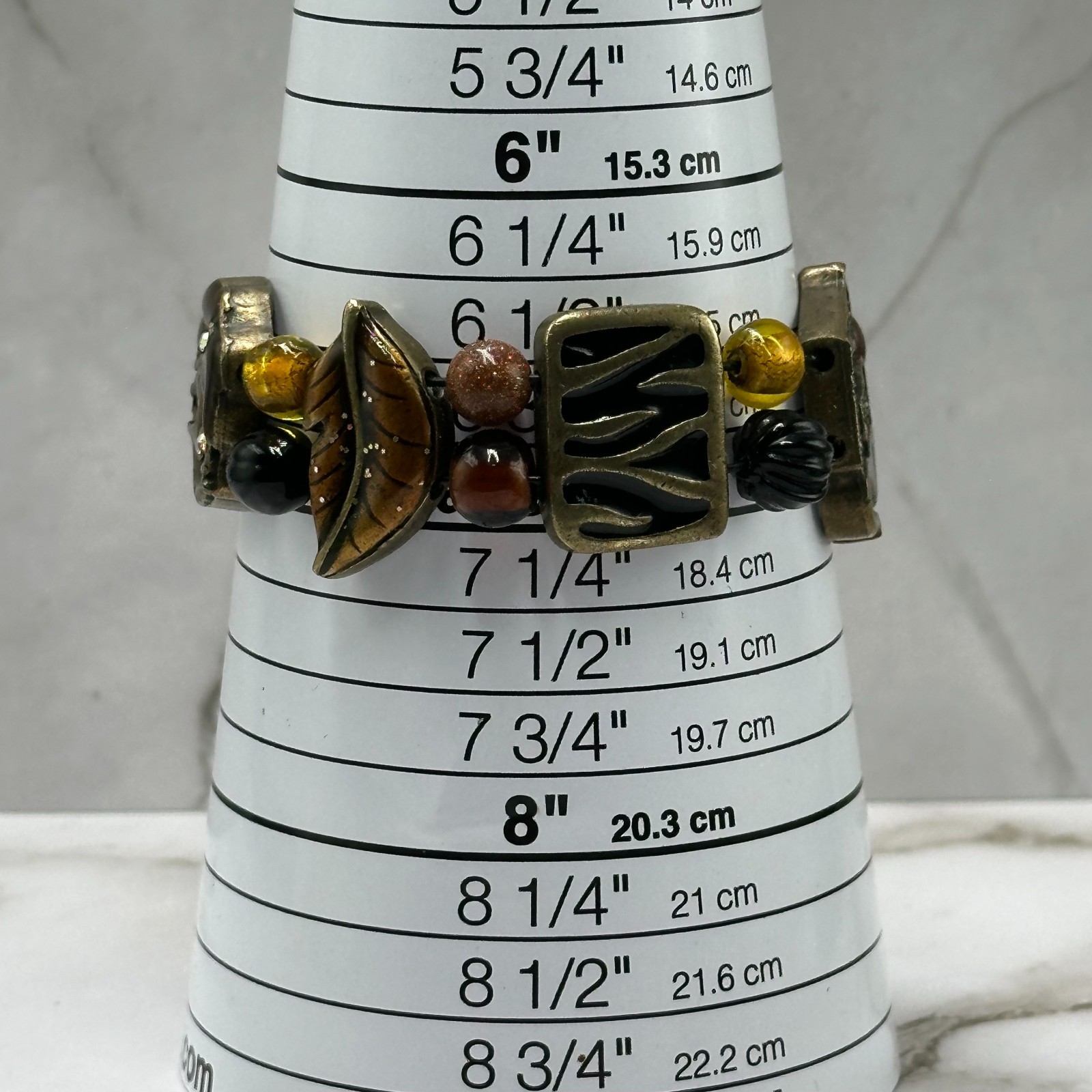 Chico’s Watch Women Bronze Tone Elephant Beaded Stretch Bracelet New Battery