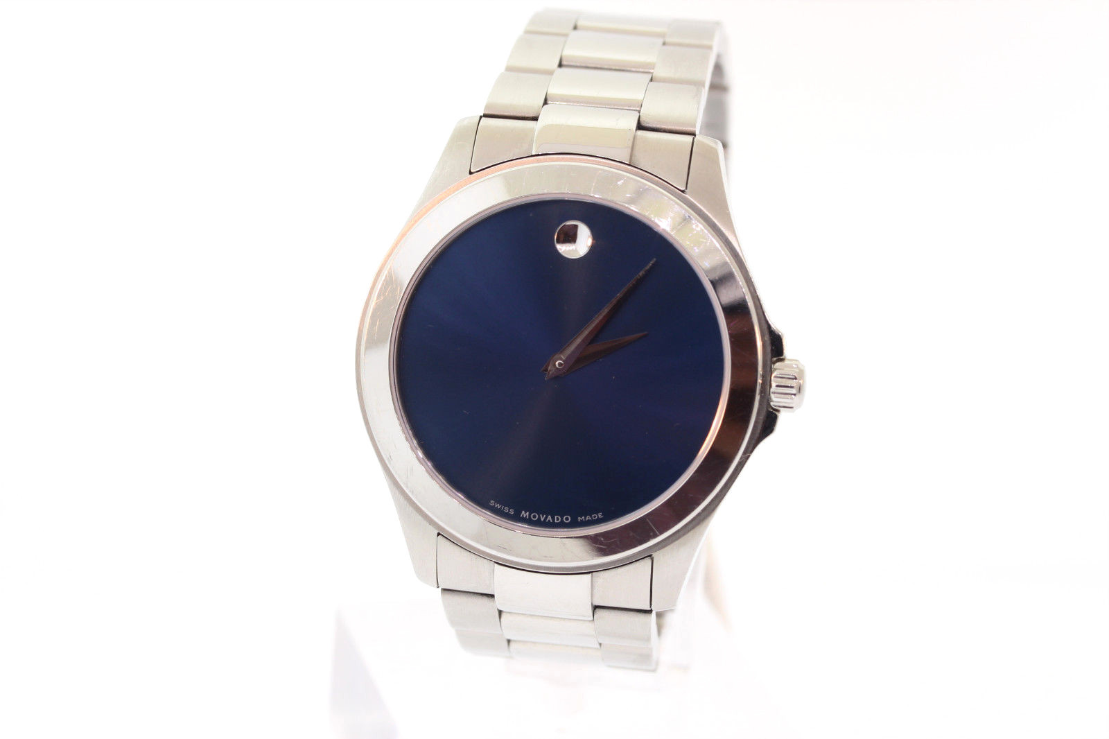 Men’s Movado 0606116 JUNIOR SPORT Stainless Steel Blue Sunray Dial Watch