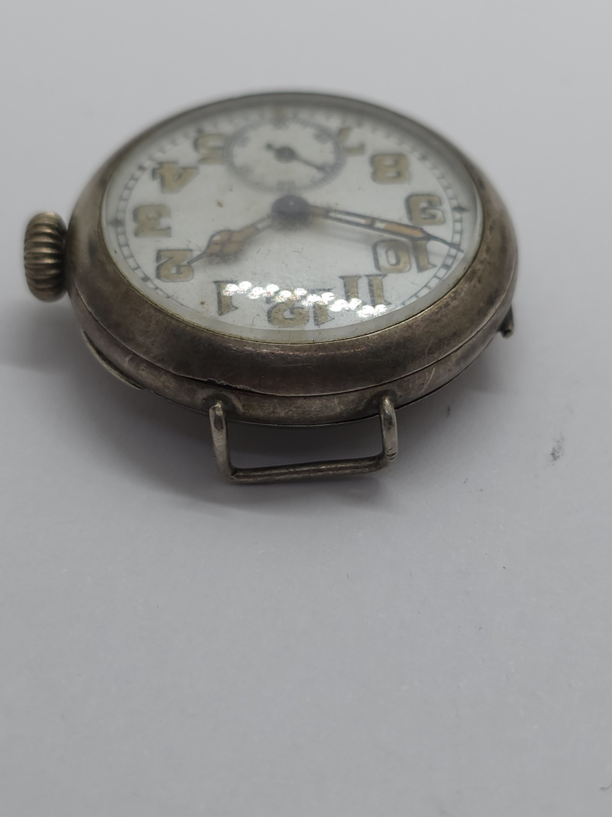 Vintage Swiss Military Solid Silver Trench Officer Watch Cal. AS 13″ British Lon
