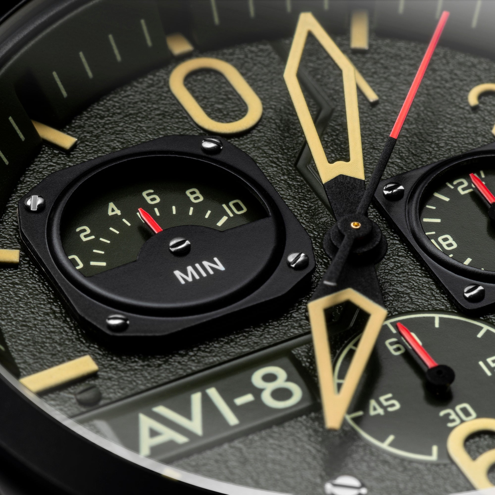 AVI-8 Hawker Hunter Retrograde Chronograph Green Dial / Leather | Green Dial Sta