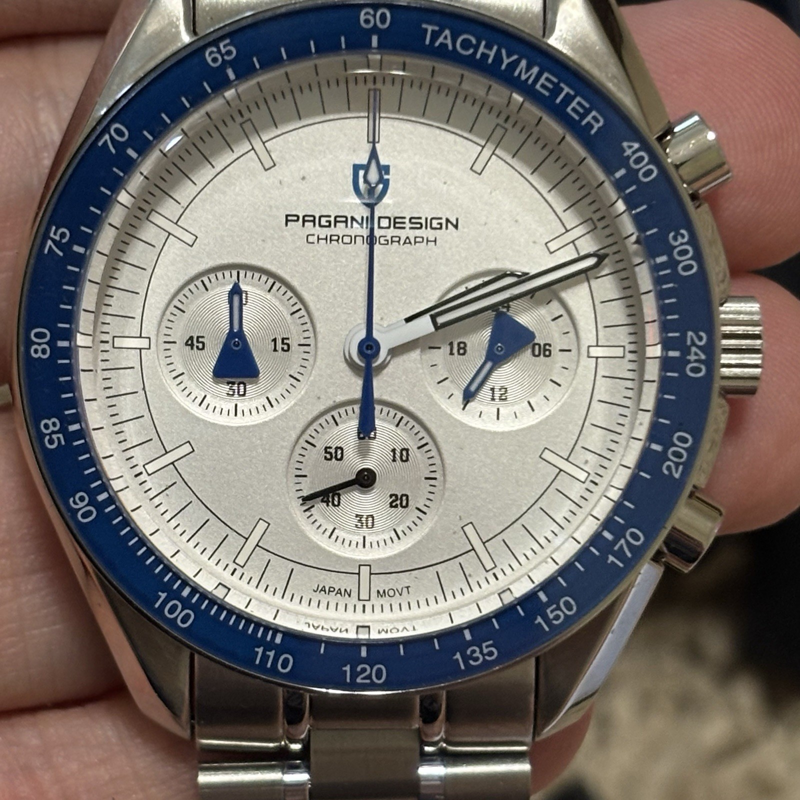 Pagani Design PD-1701 Moonwatch Chronograph Men’s Watch Blue/Silver Seiko VK63