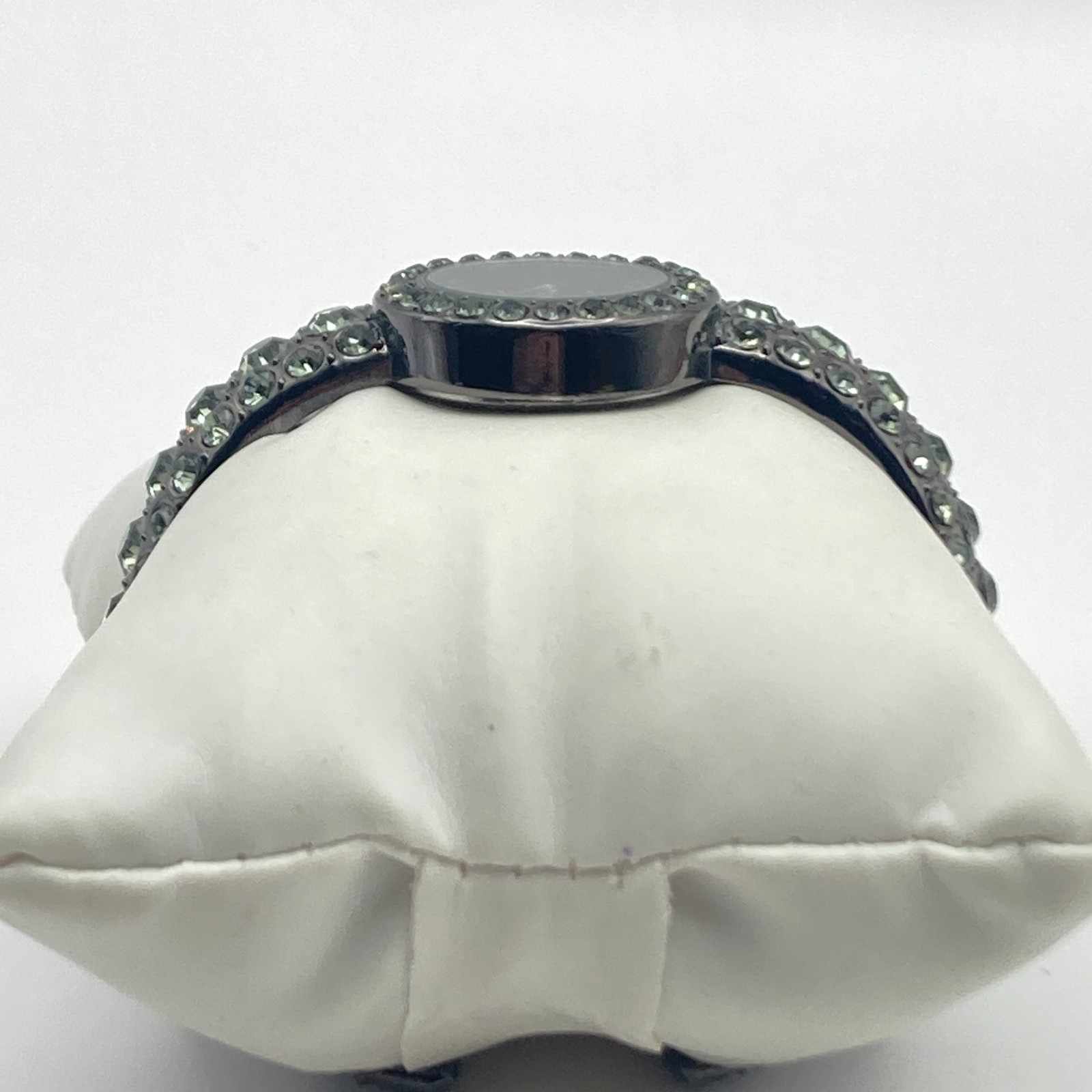 Modern Women’s Watch Black Metallic Cuff 24mm Crystals Bling New Battery 6.5″