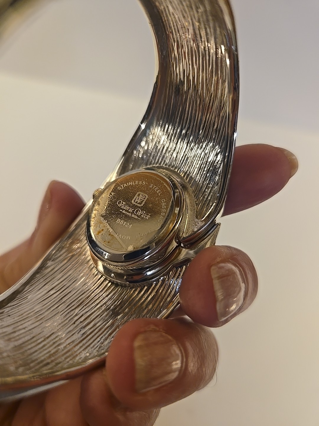 Victoria Wieck Peacock Feather Crystals Druzy Cuff Hidden Watch