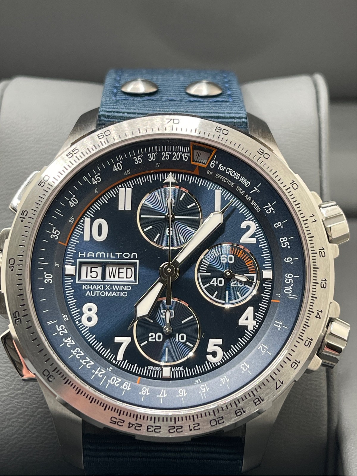 Hamilton Men’s Swiss Automatic Chronograph Khaki Aviation X-Wind Blue Textile St