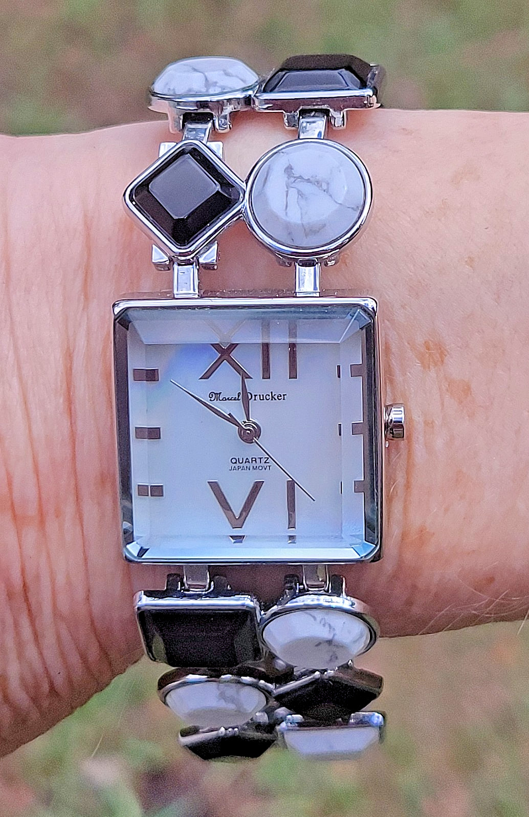 w/Video: Very Unusual Marcel Drucker Collection Watch Beveled Crystal w/ Stones