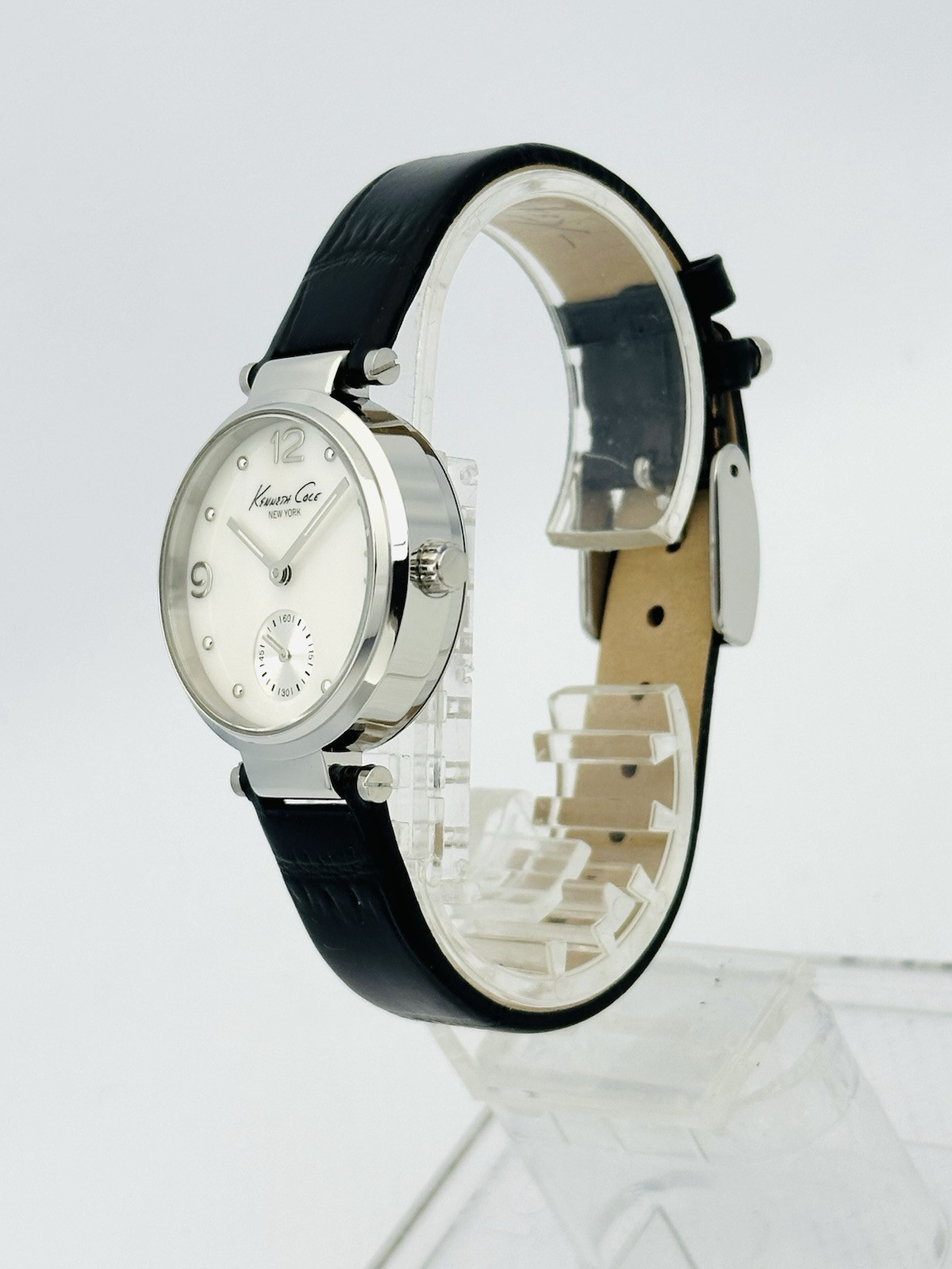 Kenneth Cole KC2568 Sleek ladies MOP Dial Stainless Steel Black Leather Watch