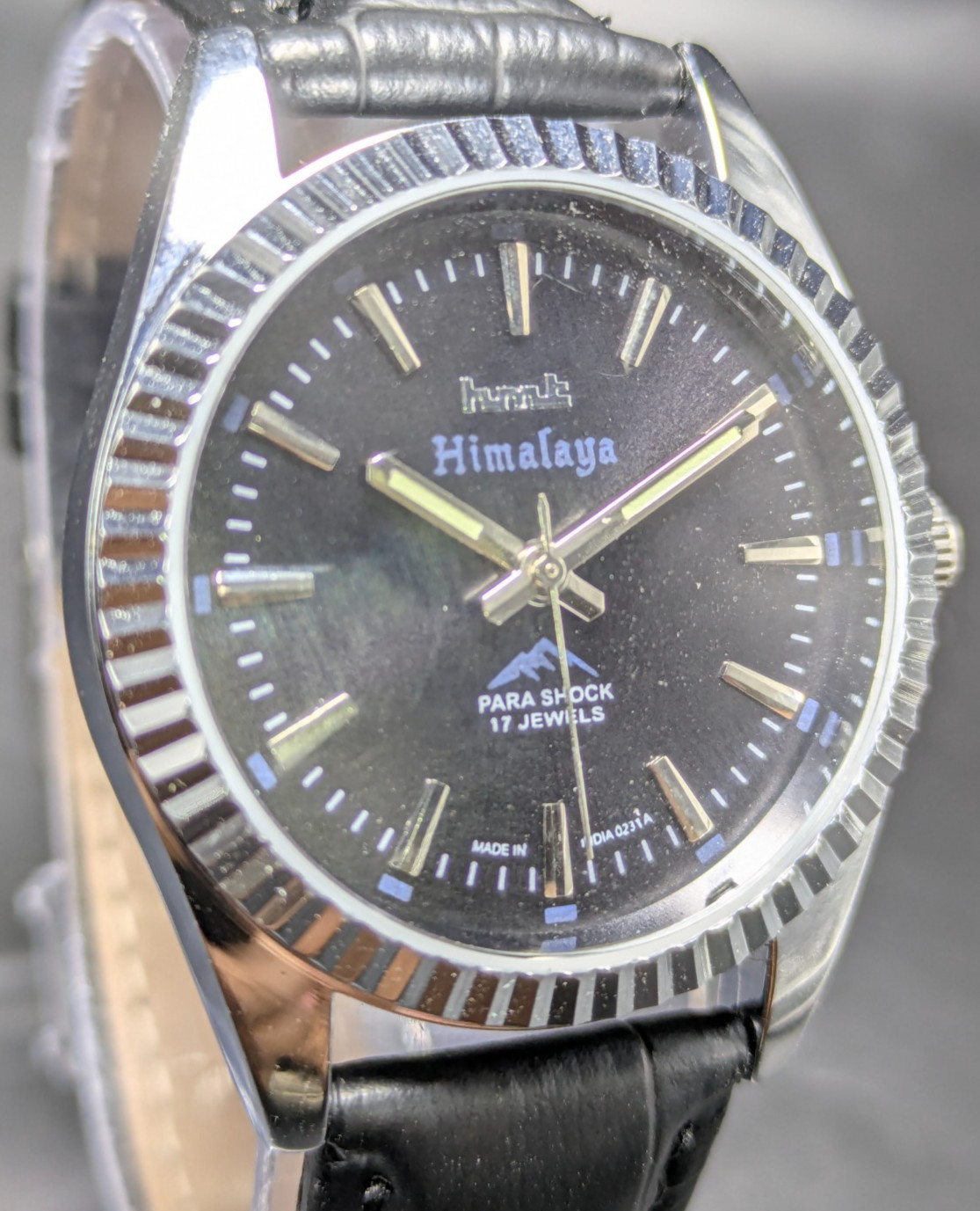 vintage HMT HIMALAYA manual winding 17 jewels black dial men’s watch