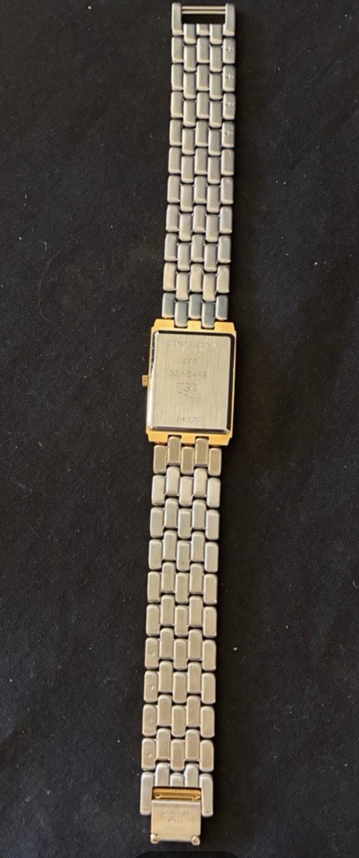 Vintage Mens Wittnauer Swiss Gold Tone Quartz Tank Watch Diamond Dial H