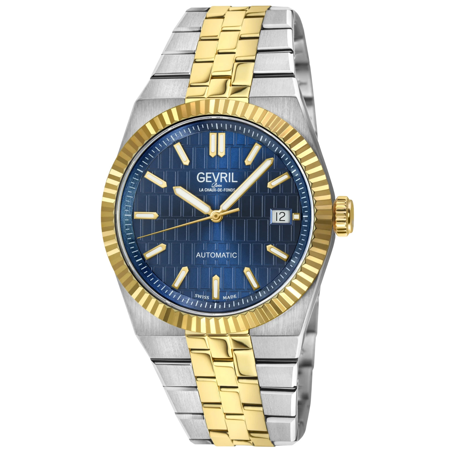 Gevril 46402B Men’s Pier 17 Grid Sunray Dial Two-Tone 316L Stainless Steel Watch