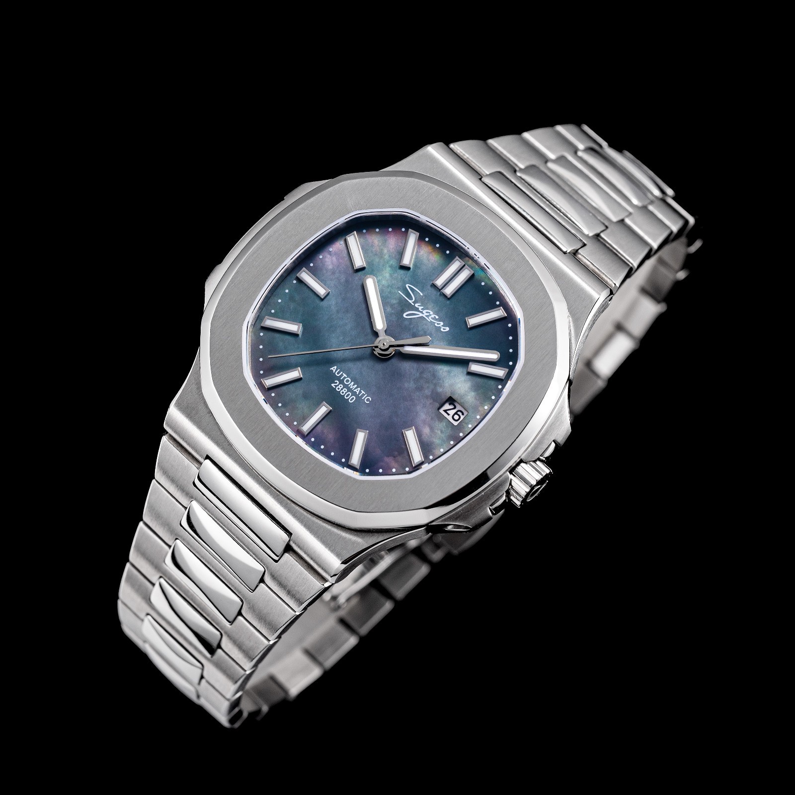 Sugess 40mm Slim Master 9mm thickness MOP Dial Mechanical Mens Watch S466.M