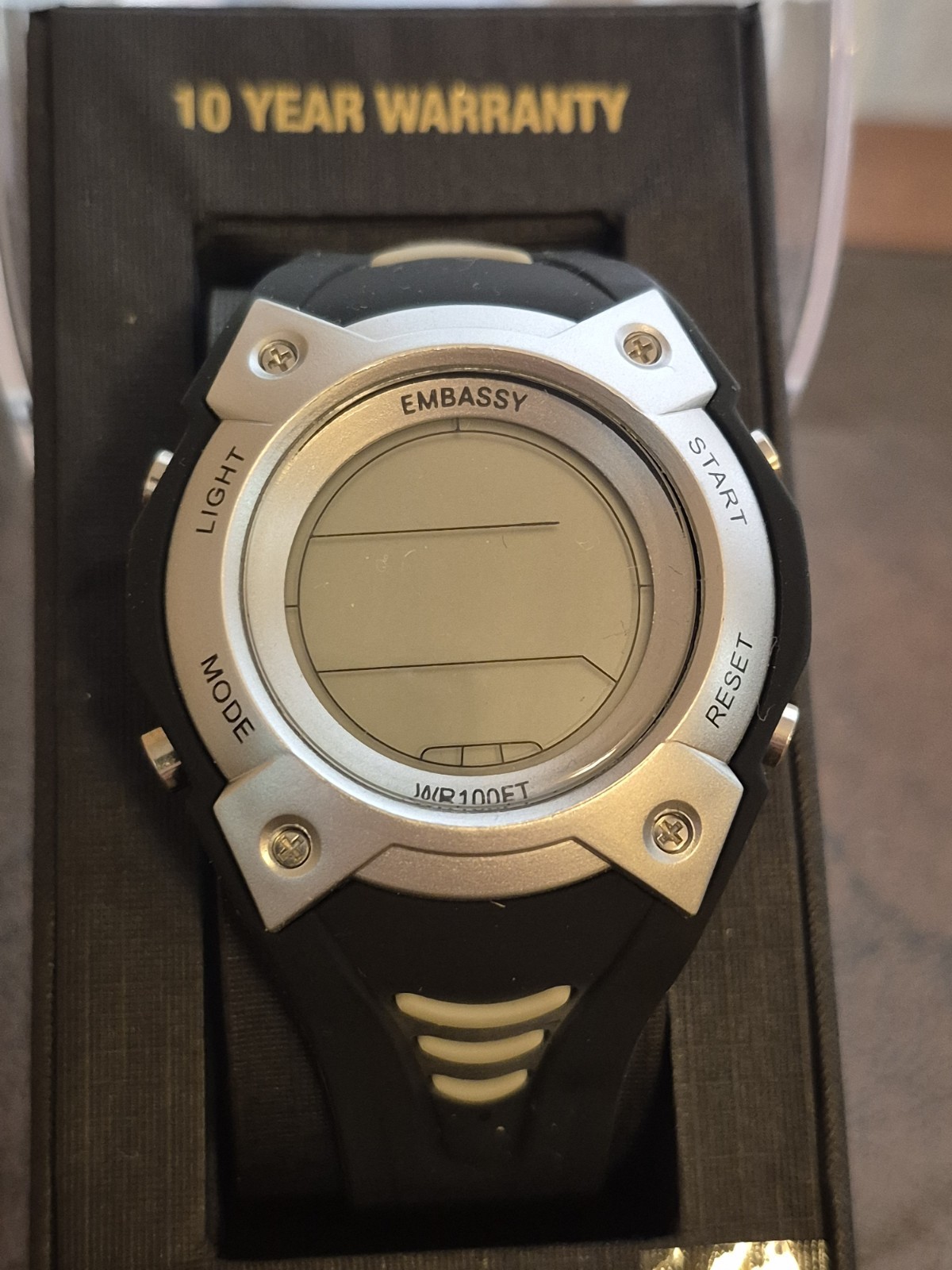 NEW MENS EMBASSY Digital Watch GEM1007M Alarm,Stop Watch,Water Resistant