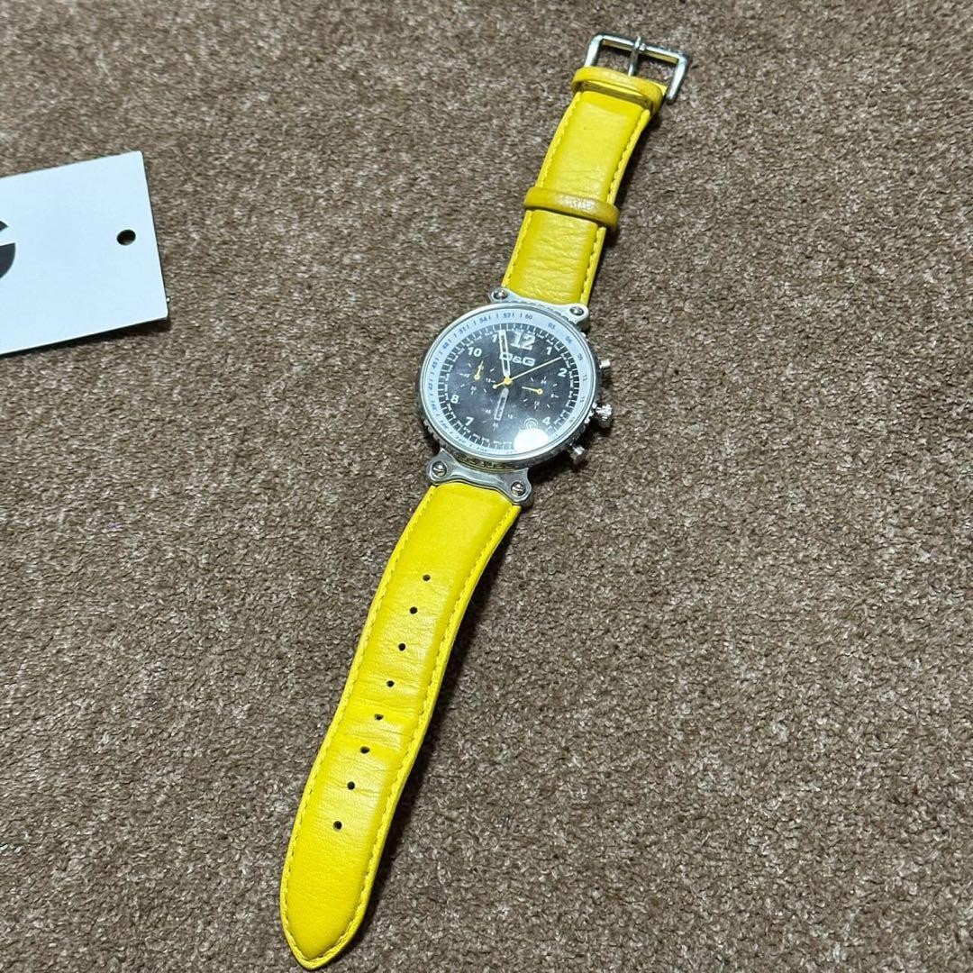 DOLCE GABBANA Wristwatch D G Time Chronograph Silver Yellow Authentic From Japan