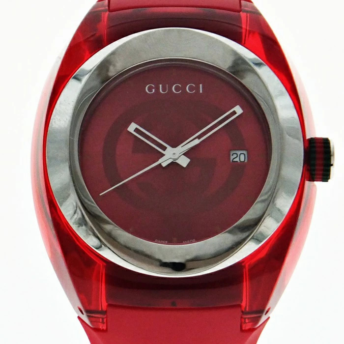 Gucci Sync Men’s Watch Red Dial Quartz SS Rubber From Japan