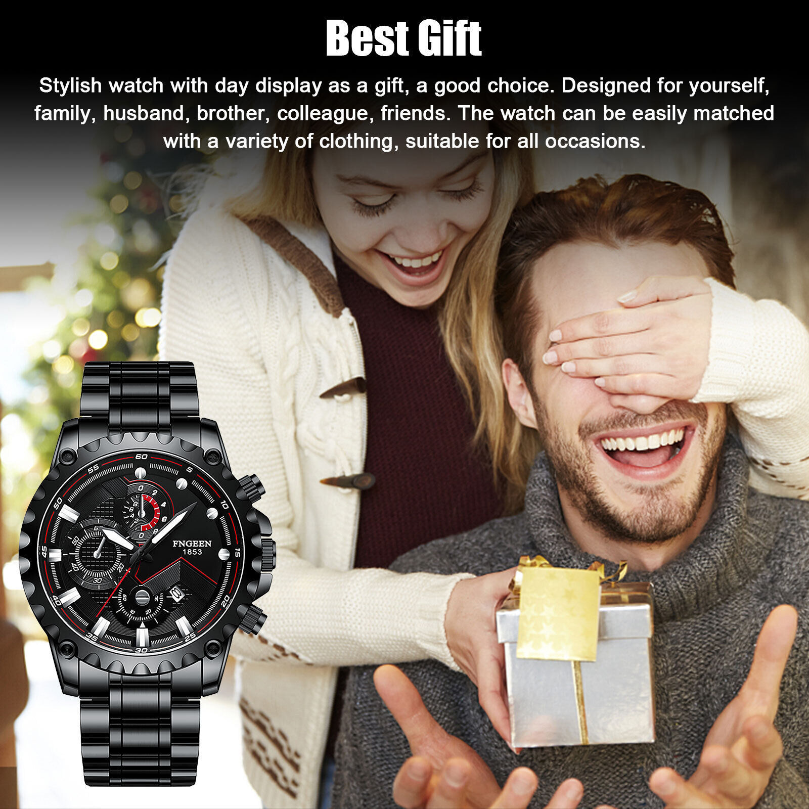 Men’s Watch Classic Stainless Steel Quartz Analog Business Waterproof Wristwatch