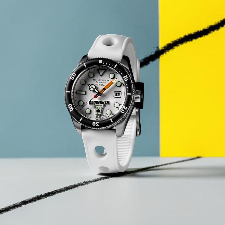 Spinnaker SP-5174-11 SpongeBob DoodleBob Auto White Dial 42mm SS Bracelet Watch