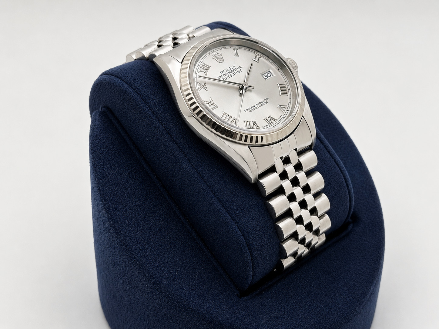 2004 Rolex Datejust 16234 36mm Silver Roman Dial 18k Gold Steel Jubilee