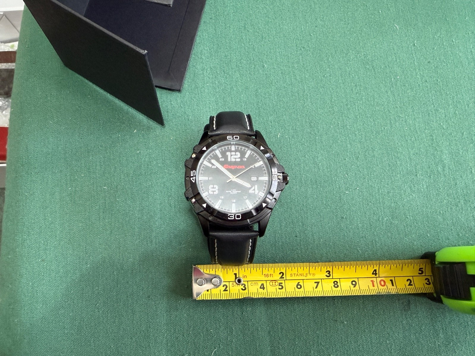 Snap On Quartz Watch Black Mens 3ATM Black Leather Strap