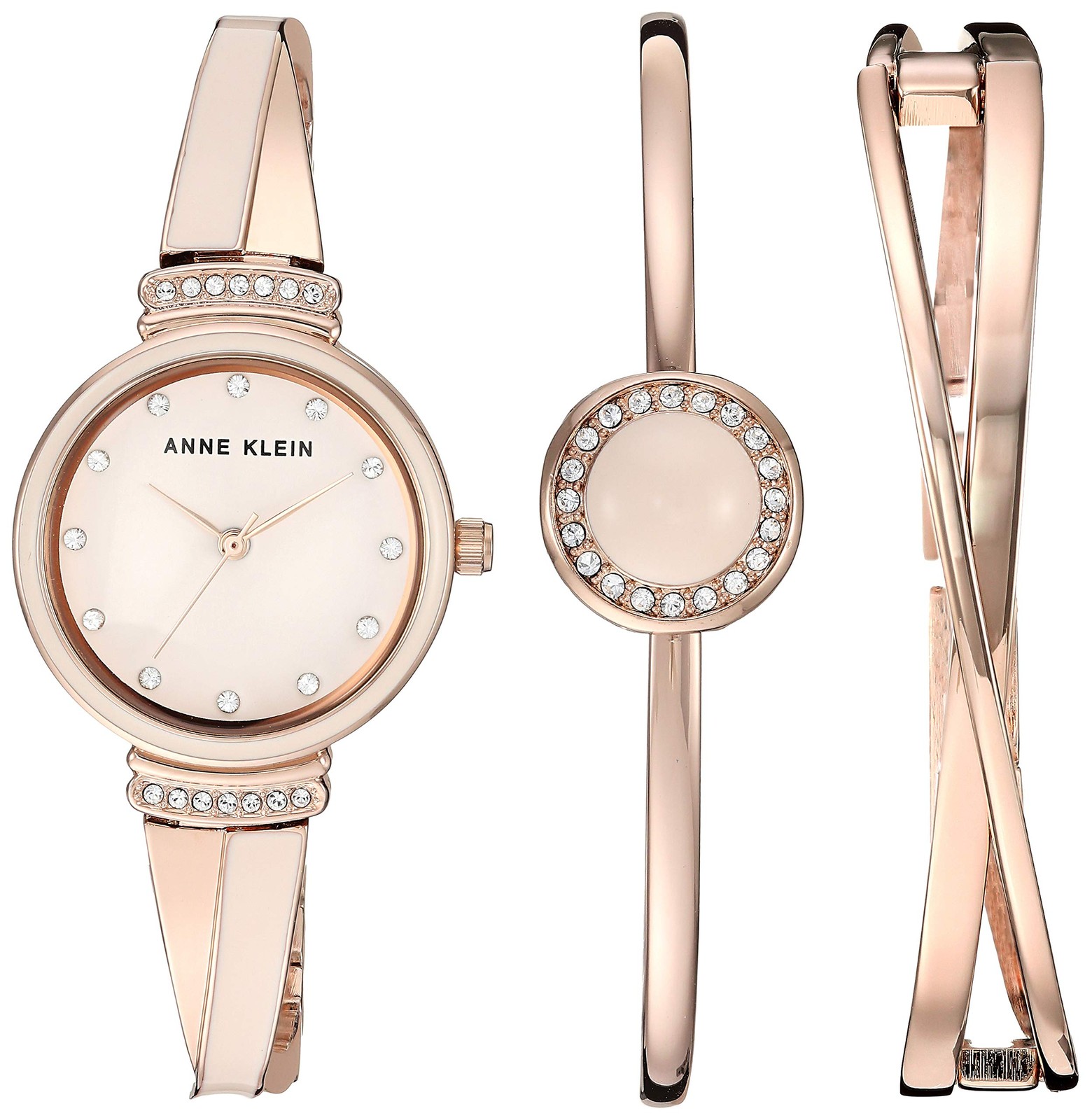 Anne Klein Womens AK/3292LPST Premium Crystal Accented Rose Gold-Tone and Bl…