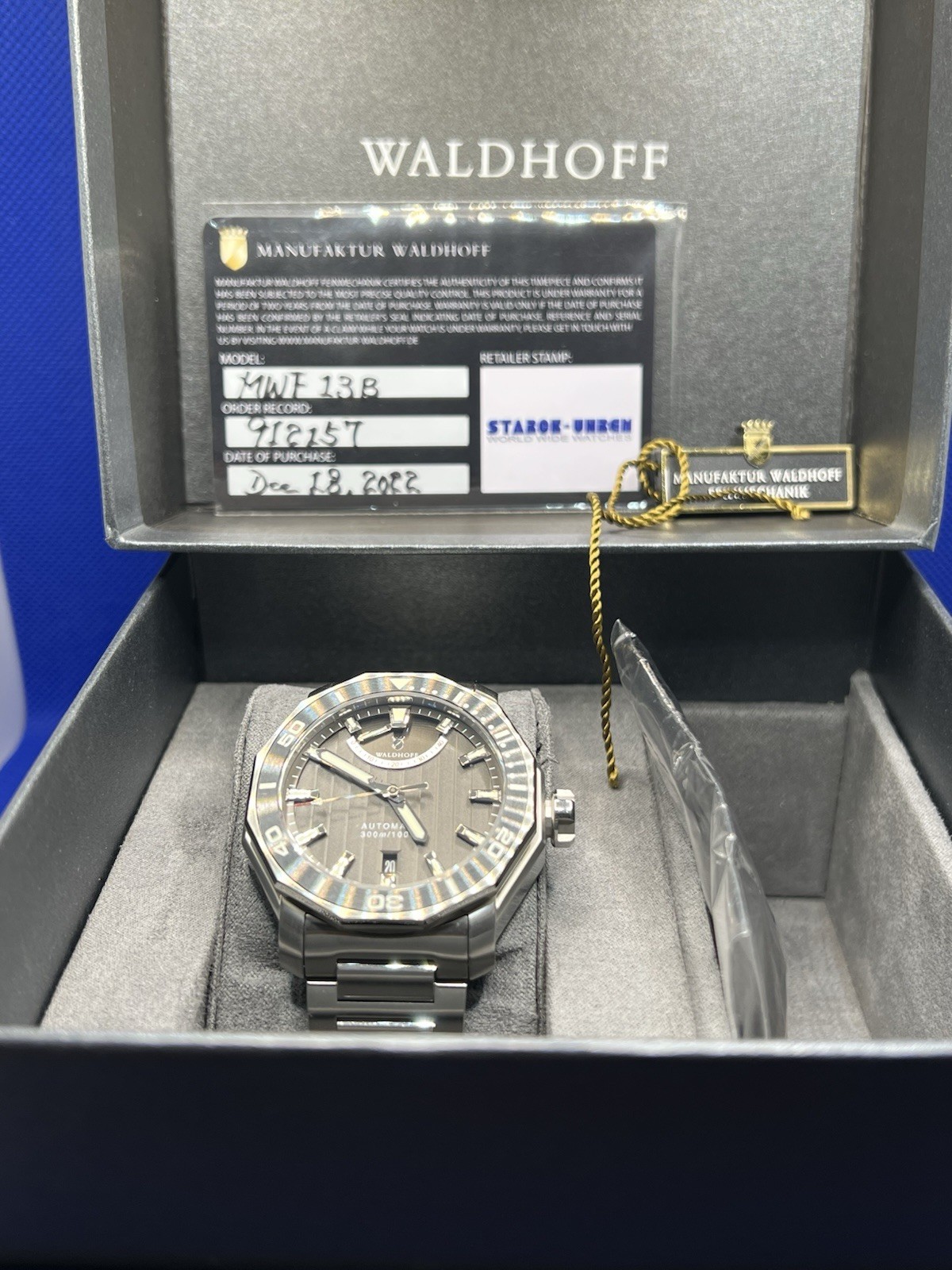Waldhoff Seawolf II Labradorite SS MW-26CL Automatic Watch Full Set Box Papers