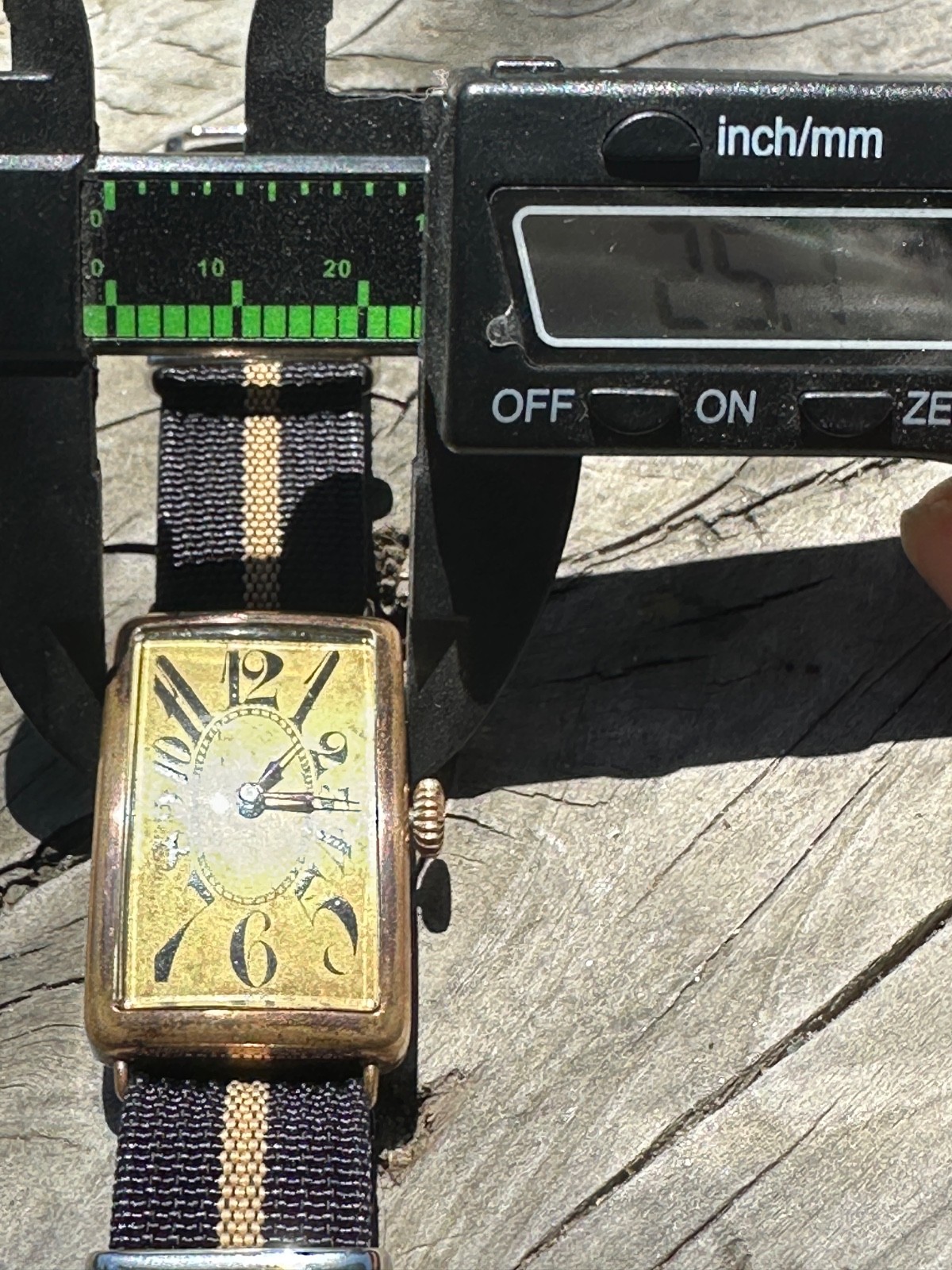 Giant Exploding Arabic Numbers Tank Art Deco Watch From 1920s or 1930s vintage