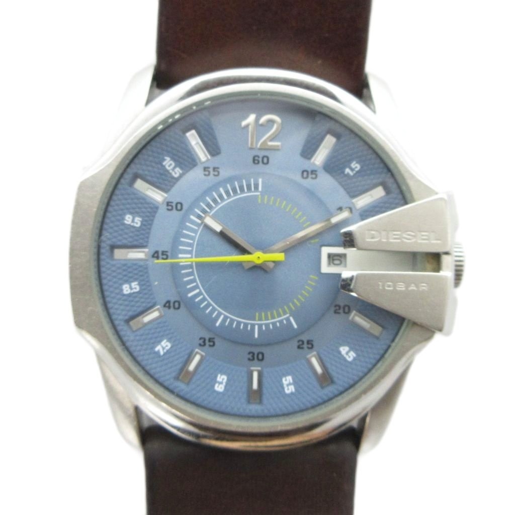 Diesel DZ-1399 Men’s Quartz Watch Silver Stainless Steel 45mm Leather Band