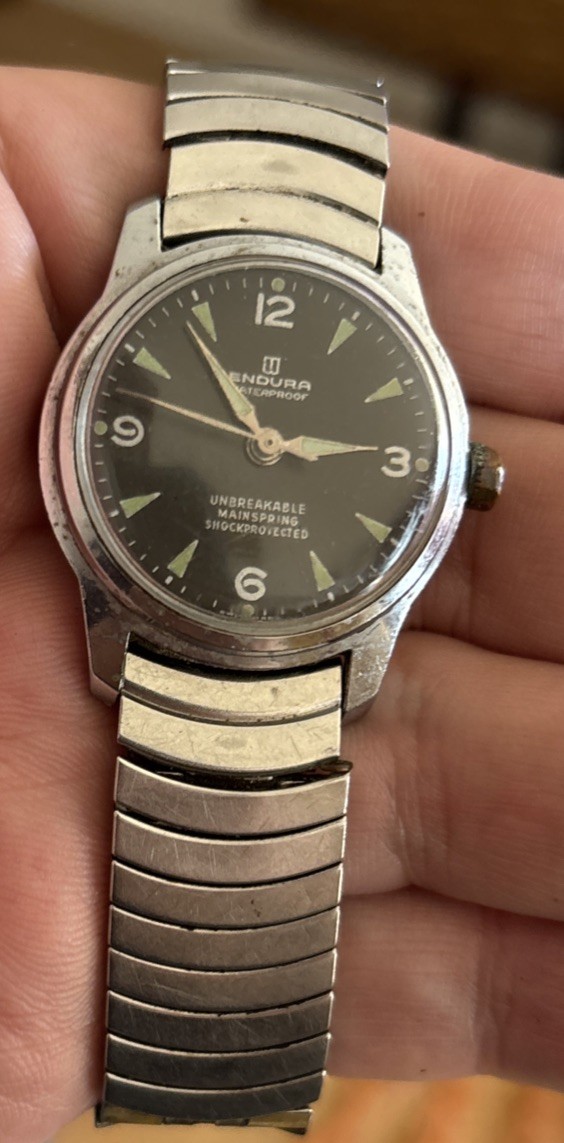 Vintage Endura Men’s Watch Black Dial Military ? Working Swiss Made