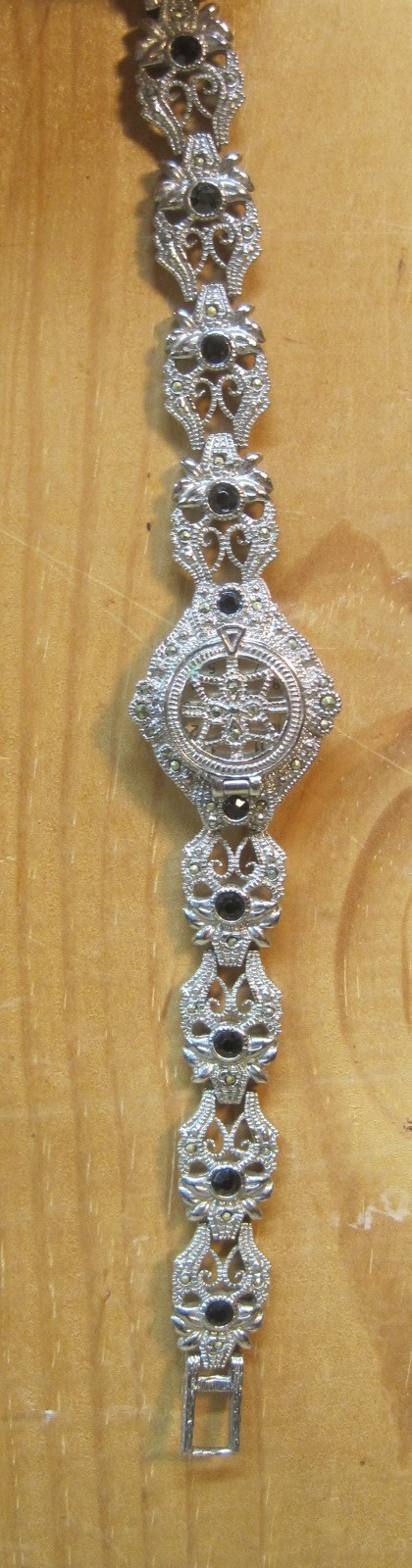 EKO Peek-A-Boo Hidden Face Watch – Marcasite & Onyx B8562